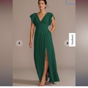 CELEBRATE DB STUDIO flutter sleeve chiffon v-neck bridesmaid dress